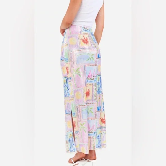 SHOW ME YOUR MUMU SUNLIGHT MIDI SKIRT IN SUMMER SOLEIL SEQUINS NWT SZ XL - Picture 2 of 6